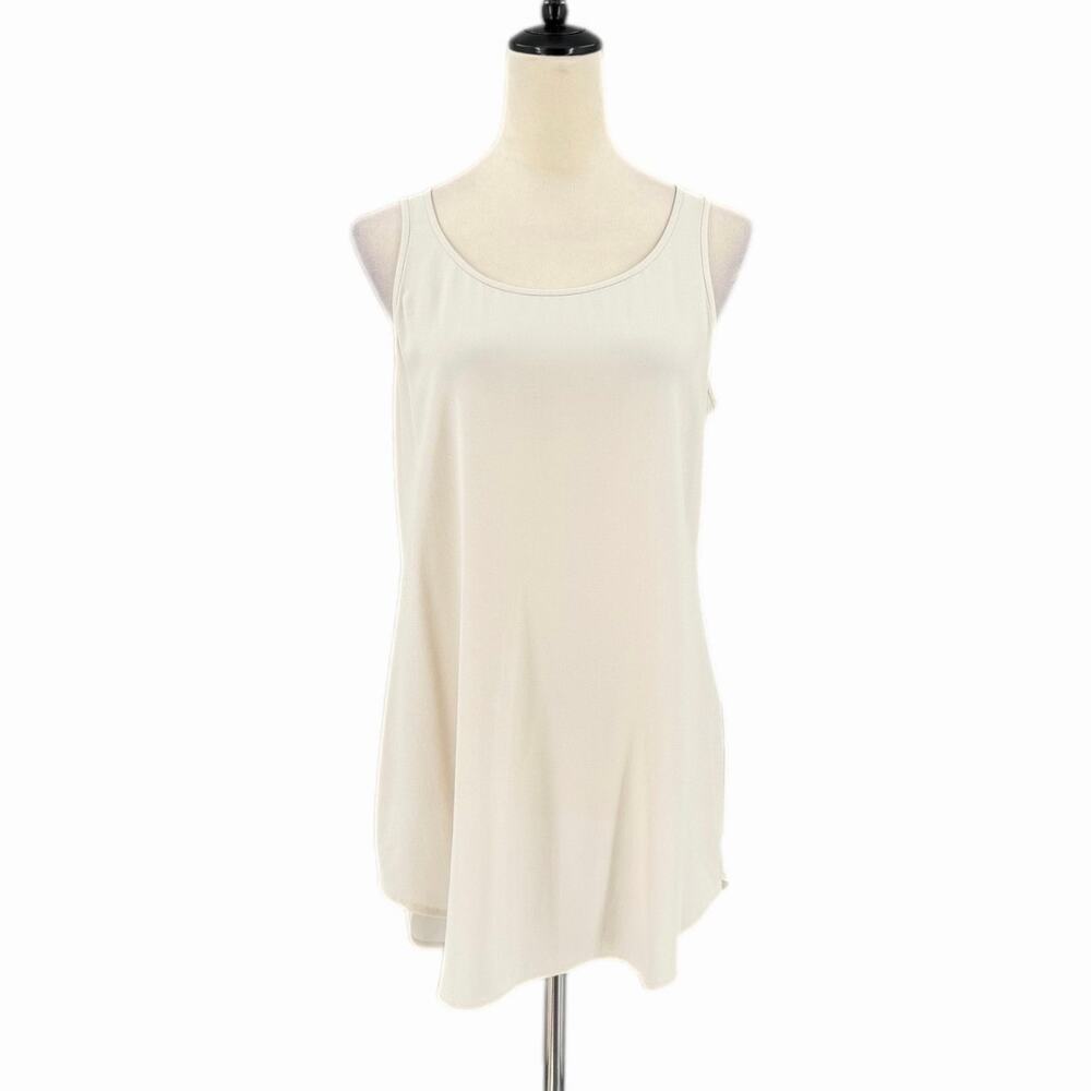 Eileen Fisher Cream 100% Silk Layering Simple Minimalist Neutral Chic Flowy Tank